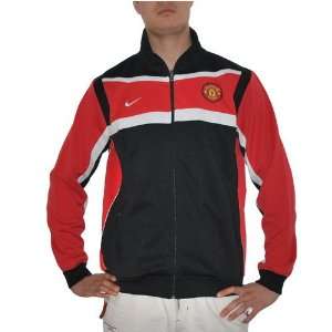 : Mens Nike red and black Manchester United jersey jacket. Full front 
