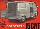 Renault Estafette 1 Ton Van Sales Brochure/Sheet 1965  