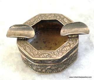 vintage antique collectible old silver ashtray india  