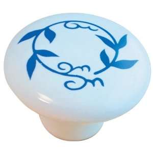 Ultra 41518 1 1/2 inch Designers Edge Round White Ceramic with Blue 