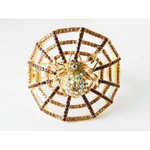   Crystal Rhinestone Aurora Spider Web Bracelet Bangle Cuff Jewelry
