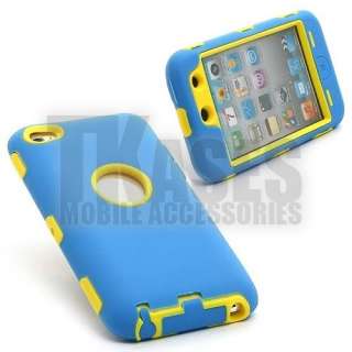 BLUE RUGGED HARD CASE +SILICONE COVER SHELL FOR APPLE IPOD TOUCH 4TH 