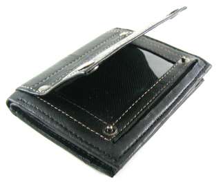   Chico Black Leather Coin Card Fold Wallet w/Snap ID Window  