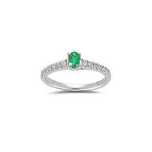  Emerald Ring   0.18 Ct Diamond & Emerald Ring in 14K Gold 