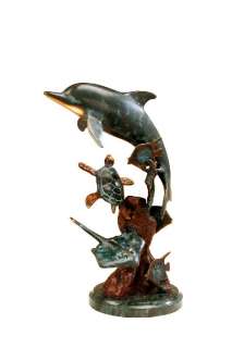 Dolphin Undersea Friends Bronze Marble Statue Sculpture  