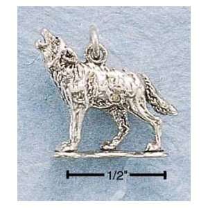  Sterling Silver Howling Wolf Charm Necklace Jewelry 