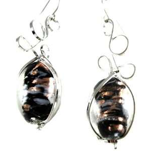  City Gyspies Sparkling Glass and Wire Wrap Dangle Earrings 