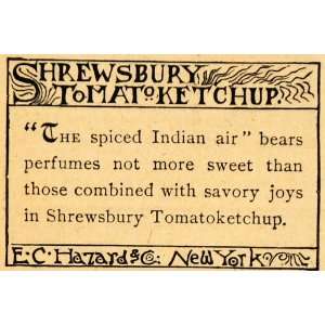  1892 Ad E. C. Hazard Shrewsbury Tomato Ketchup Sauce 