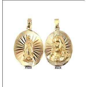   Two Sided Religious Pendant Charm Virgin Mary Guadalupe Jesus Christ