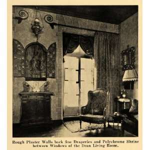  1921 Print Dean Living Room Plaster Walls Drapery Chair 