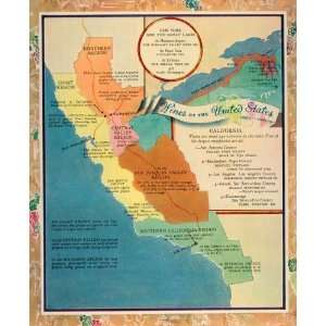  1934 Print Map Wines Sonoma California New York State 