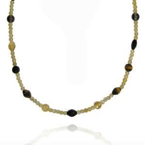 Brown Color Faceted Fancy Shape Multi Gemstone Bead Necklace, 36+2 