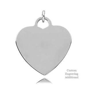 14K White Gold Posh Mommy Engravable Polished Heart Pendant 23.00X24 