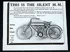 1909 OLD MAGAZINE PRINT AD, AMERICAN MOTORS, SILENT M.M. MOTORCYCLE 