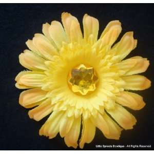  Gerbera Daisy Hair Clip with Acrylic Center   3   Yellow 