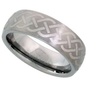 Tungsten Carbide 7 mm Domed Wedding Band Ring Brushed Finish Etched 
