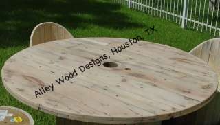 Patio Table and Chairs from Cable spool Wood Art Table  