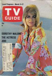 TV GUIDE MARCH 11 1967 DOROTHY MALONE NICE  