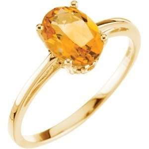  14k Yellow Gold Solitaire Citrine Ring Size 13.5: Jewelry