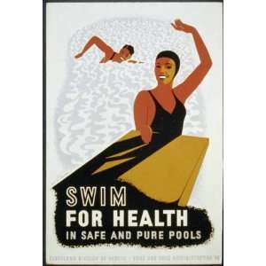  WPA Poster Swim for health in safe and pure pools