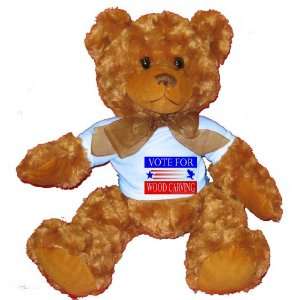  VOTE FOR WOOD CARVING Plush Teddy Bear with BLUE T Shirt 