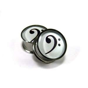  Bass Clef Picture Plugs   7/16 Inch   11mm   Sold As a 