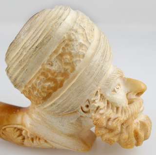 WELL CARVED TURBANED MAN MEERSCHAUM PIPE  