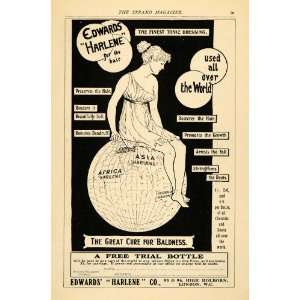 1904 Ad Edwards Harlene Baldness Cure Holborn London   Original Print 