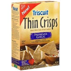 Triscuit Thin Crisps, Parmesean & Garlic, 8 Ounce Boxes (Pack of 6 