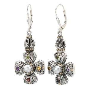   Sterling Silver Multi Color Stones Dangle Earrings: Katarina: Jewelry