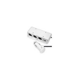 Car Cigarette Lighter Triple Socket Adapter with USB Port (White) for 