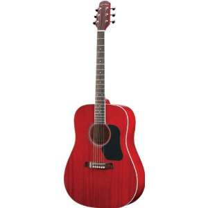  Walden D351SR Acoustic Guitar, Transparent Red Musical 