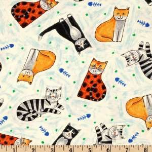   44 Wide Catnip Kitty Cream Fabric By The Yard: Arts, Crafts & Sewing