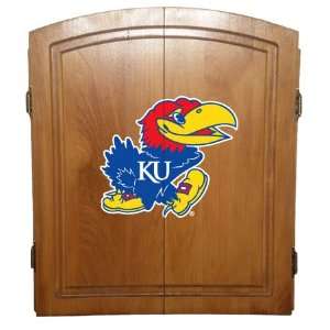  Kansas Jayhawks Varsity Dart Board Cabinet Set: Sports 