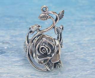 BEAUTIFUL ROSE FLOWER RING .925 STERLING SILVER.US=10/T  