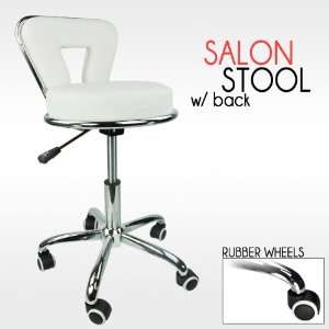   Working Stool Doctor Dentist Salon Spa Barber White Chair PU Leather
