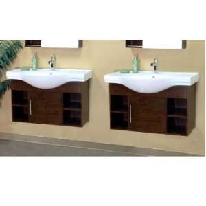  79.6 Inch Double Wall Mount Style Cubby Sink Vanity Wood 