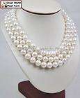 GW Triple 8 9MM Round AAAA White Pearl Necklaces 14YG