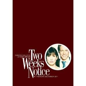  Two Weeks Notice Movie Poster (27 x 40 Inches   69cm x 