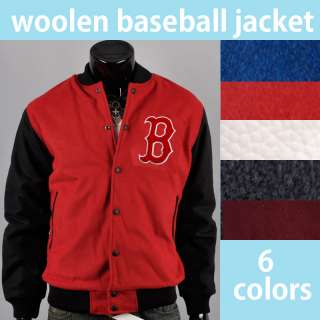  classic baseball letterman varsity college wool leather jacket  