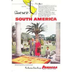   Short Cut to South America Vintage Travel Print Ad 