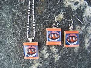 AUBURN TIGERS SCRABBLE TILE NECKLACE & EARRING SET  