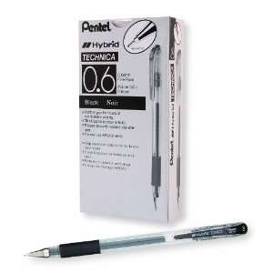Pentel Arts Hybrid Technica 0.6 mm Pen, Fine Point, Black Ink, Box of 