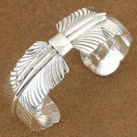 Navajo .925 Sterling Silver Feather Quill Cuff Bracelet  
