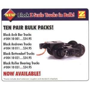  Micro Trains Z Scale Black Bettendorf Trucks w/Coupler 