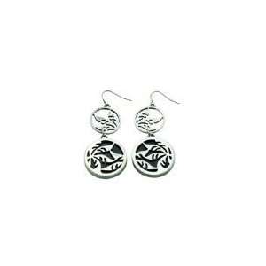   Openwork Disc Earrings with Black Resin   SP CLIP ON fittings: Jewelry