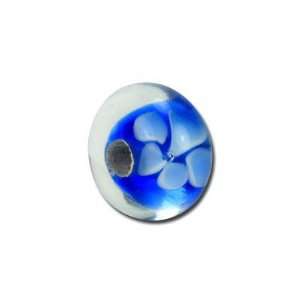  13mm Blue & Clear Petals Glass Beads   Large Hole: Jewelry