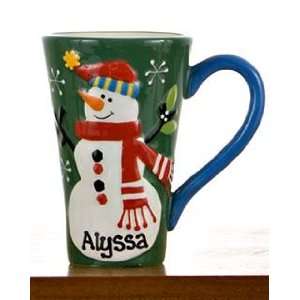Personalized Snowman Mug   Green Christmas Ornament:  Home 
