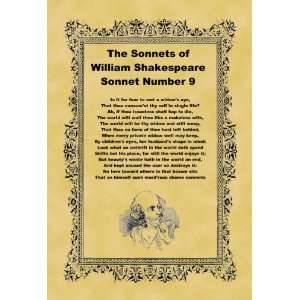   A4 Size Parchment Poster Shakespeare Sonnet Number 9: Home & Kitchen