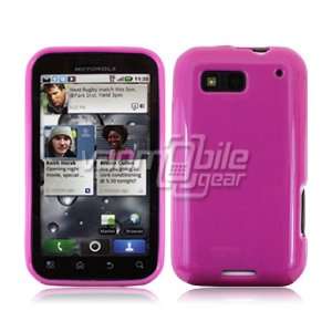 PINK TPU GLOSSY CASE + LCD SCREEN PROTECTOR + CAR CHARGER for MOTOROLA 